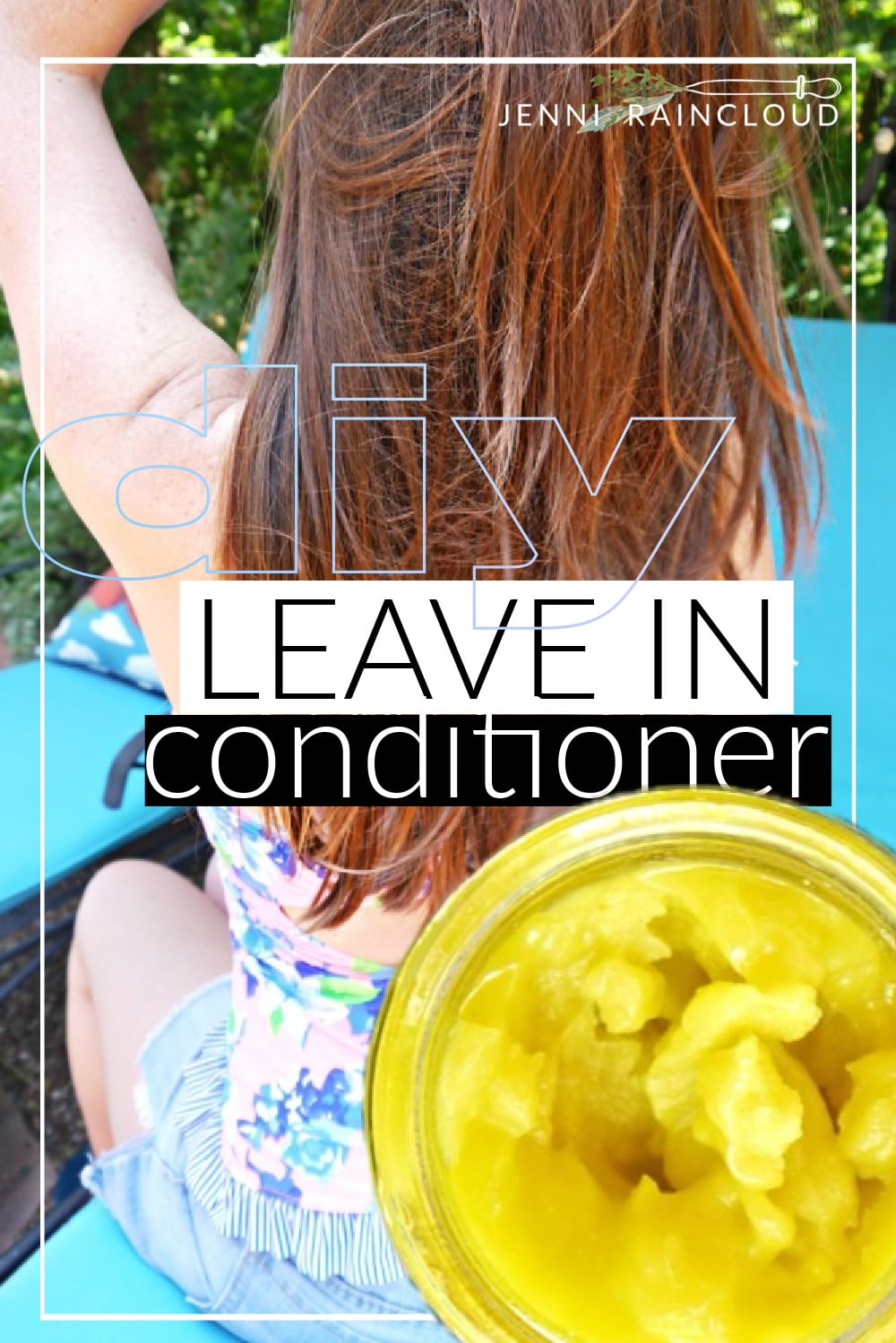 Woman showing off hair after a DIY leave in conditioner.