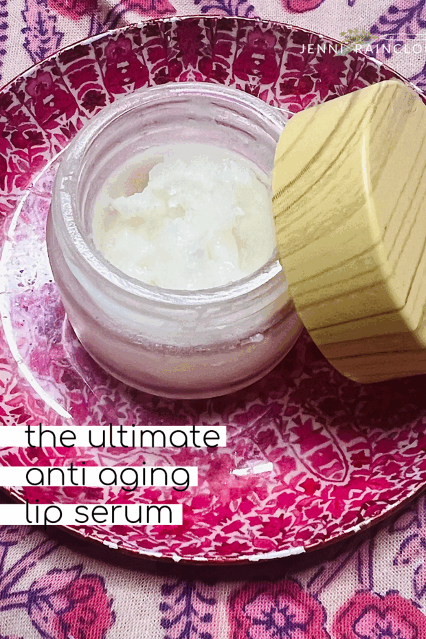 Jar of DIY anti aging lip serum.