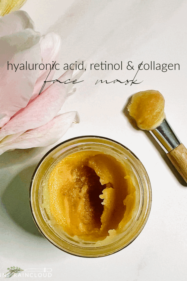 Jar with anti aging DIY face mask and mask brush.