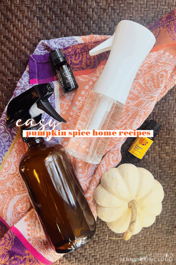 2 spray bottles with Pumpkin Spice room spray and multipurpose spray.